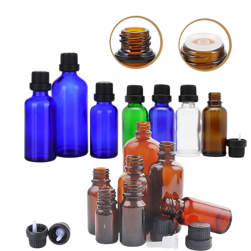 10ks 5/10/15/20/30/50/100 ml fľaše éterického oleja s éterickým olejom s éterickým olejom W/ORIFICE TIPS DIPPER TIPS pre kozmetickú aromaterapiu parfumov