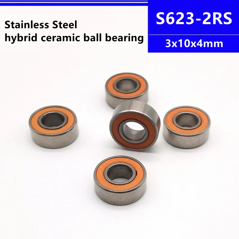 10ks/50ks S623-2RS 3x10x4mm z nehrdzavejúcej ocele Hybridné keramické ložisko S623RS 3*10*4 mm 623 ABEC-7 Rybárske koleso Rybárske koleso