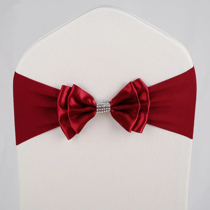 10ks 50ks voľný kravata Elastic Spandex Stoličky Sash Band Knot so saténovou stuhou kravatu Svadobné dekorácie Striek
