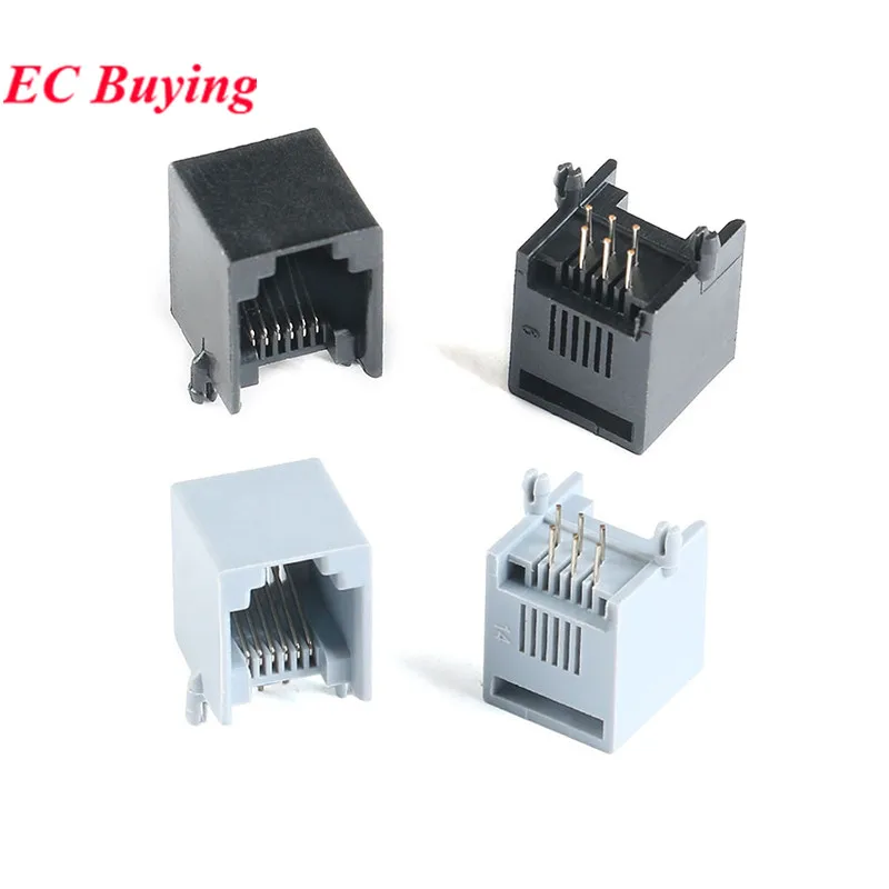 10ks/5ks RJ11 6p6c RJ12 PCB MONT PACK Telefón Modulárny sieťový konektor soketový rozhranie Crystal Fimate Socket pre plug Jack