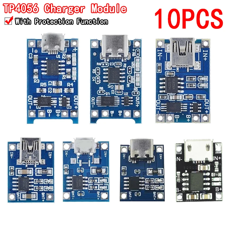 10ks 5v 1a 18650 TP4056 Lítium nabíjacie doska nabíjačky s ochranou dvojitých funkcií 1A li-ion