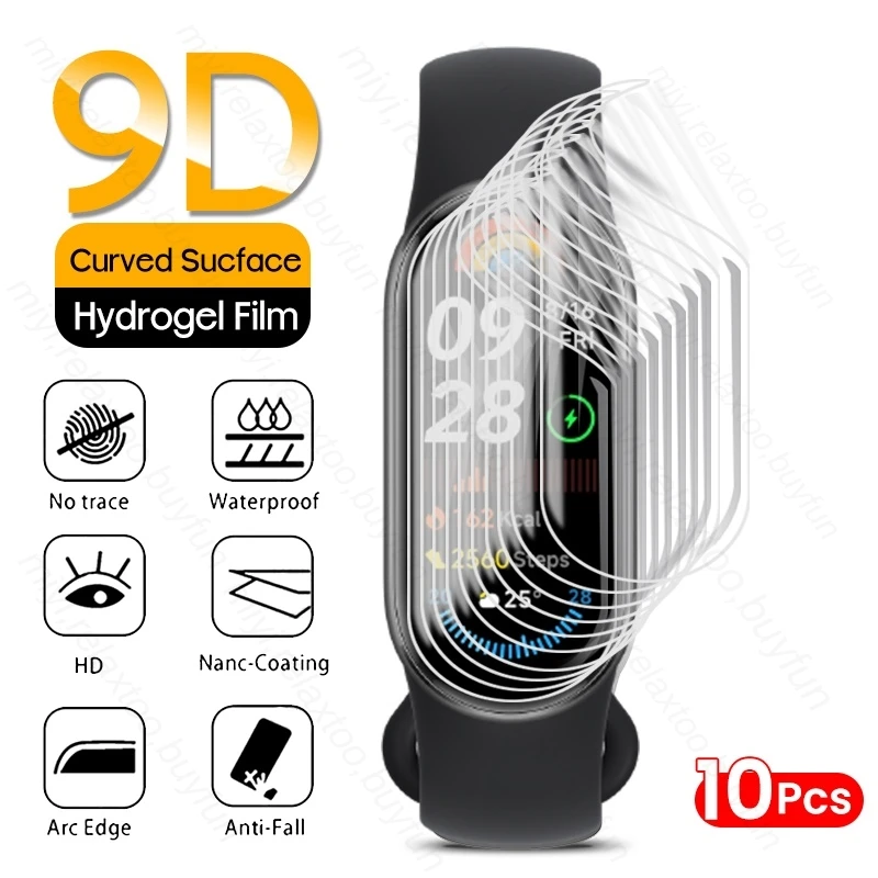 10ks 9D zakrivené mäkké hydrogélové film pre Xiaomi Band 9 Protector Screen Not Glass na Xiomi Mi Band9 Miband9 SmartBand Accessories