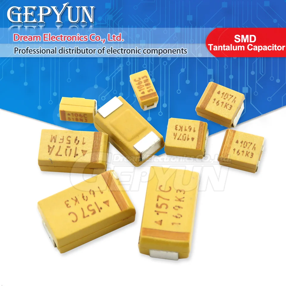 10ks ABCD Typ SMD Tantalum 476 106 6,3V 10V 16V 25V 35V 0,33/0,47/2,2/3,3/10/22/33/47/100/150/220/330/470 UF SMD