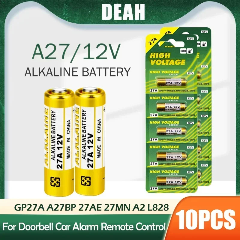 10ks alkalická batéria 12V A27 27A G27A MN27 MS27 GP27A L828 V27GA ALK27A A27BP K27A VR27 R27A pre alarmové diaľkové ovládanie suchého ovládania suchého ovládača