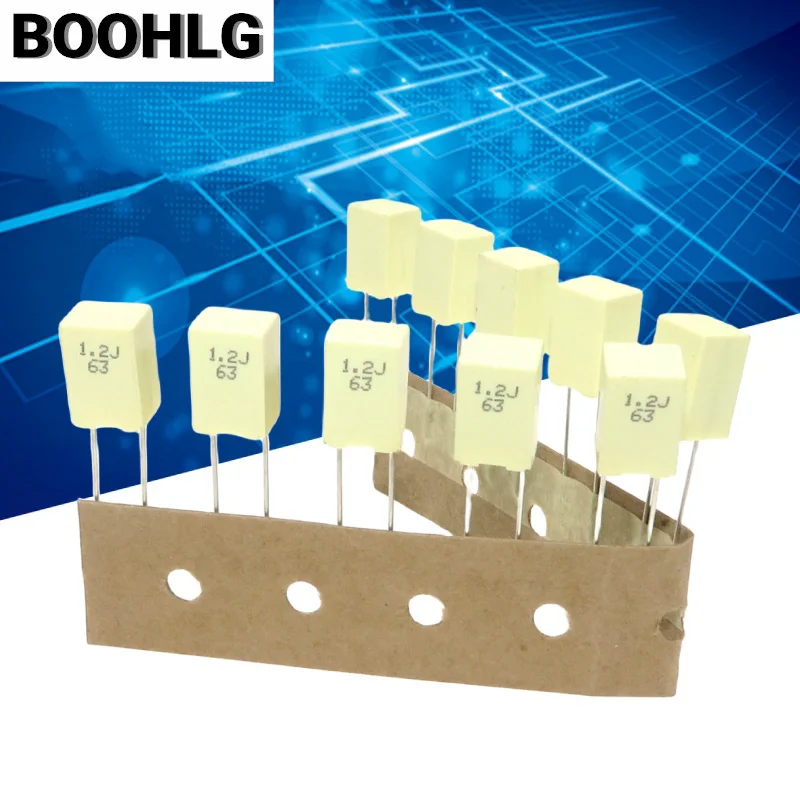 10ks AV AV Copper Pin Film Condenttor 63V 1.2UF 125 J File R82 Namiesto 63V 1UF P = 5 mm