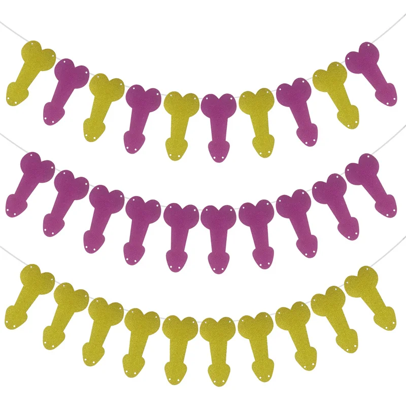 10ks Bachelorette Party Gold Willy Penis Paper Banner Engage