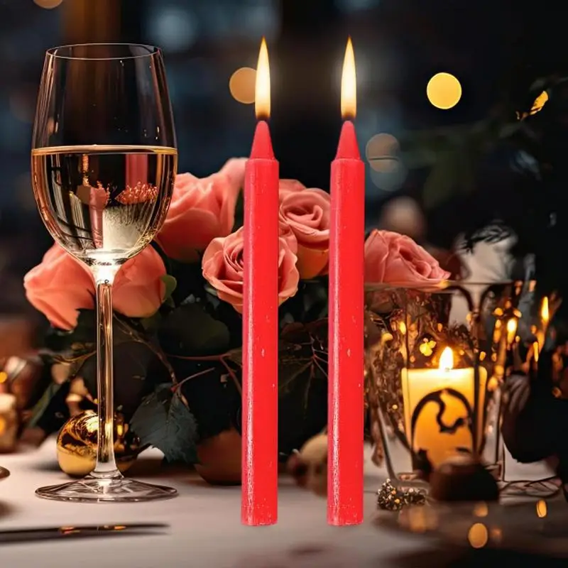 10ks biele červené farby Sviečka Kuchárske dlhé prúty Candles Dripless bezdymová sviečka romantická svadobná narodeninová oslava dekorácia