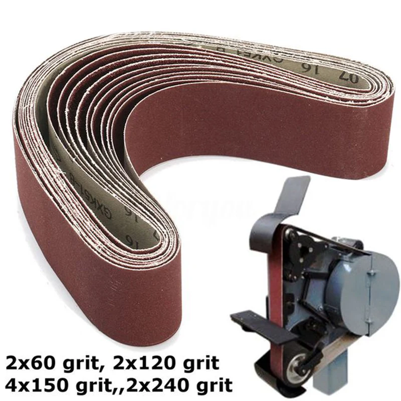 10ks brúsky pásové pásy na brúsenie leštenia zmiešaného 60/110/150/220/ 240 GRIT 50 x 686 mm