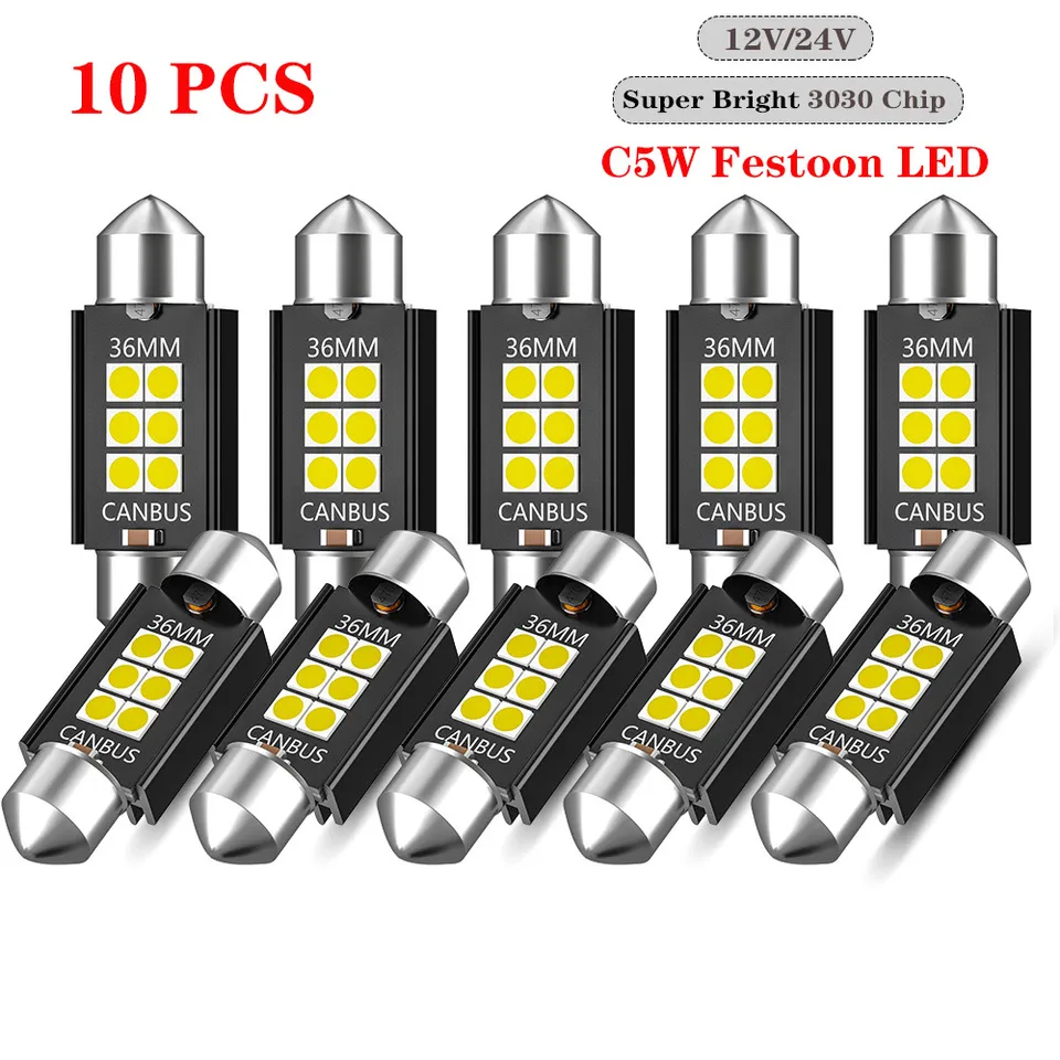 10ks C5W LED žiarovky Canbus festoon-31 mm 36 mm 39 mm 41 mm 3030 čip C10W Žiadna chyba vozidla Interiér Dome Light Reading Light 12V/24V
