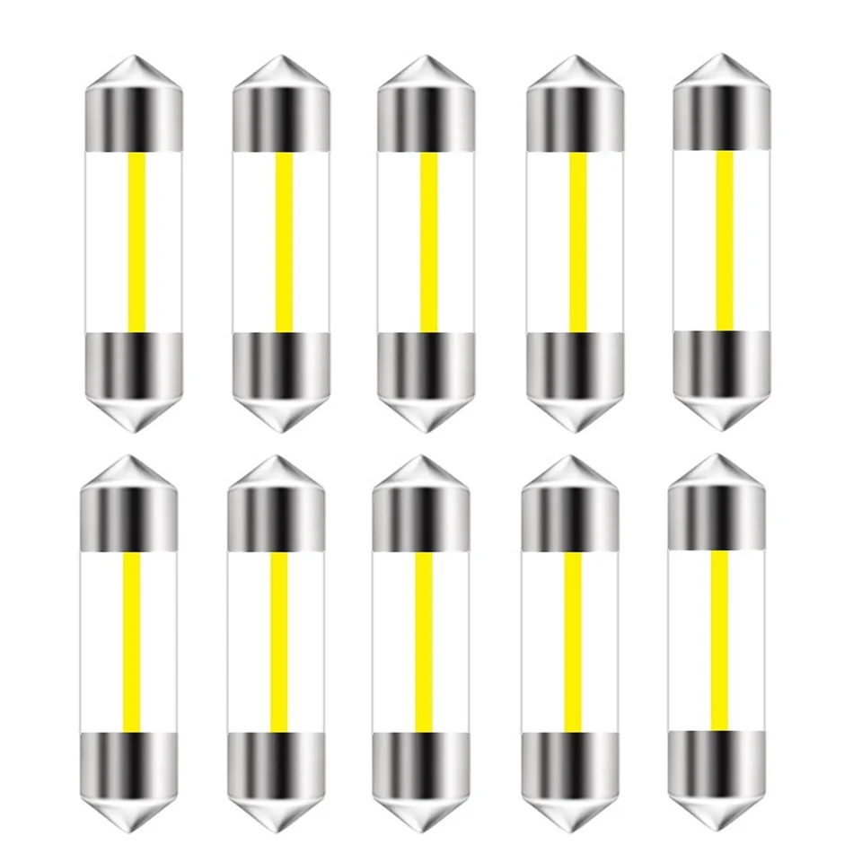 10ks C5W LED žiarovky Festoon 31 mm 36 mm 39 mm 41 mm vlákno Cob LED sklo puzdro na auto Vnútorné svetlá Čítanie Auto kupolová lampa biela 12V