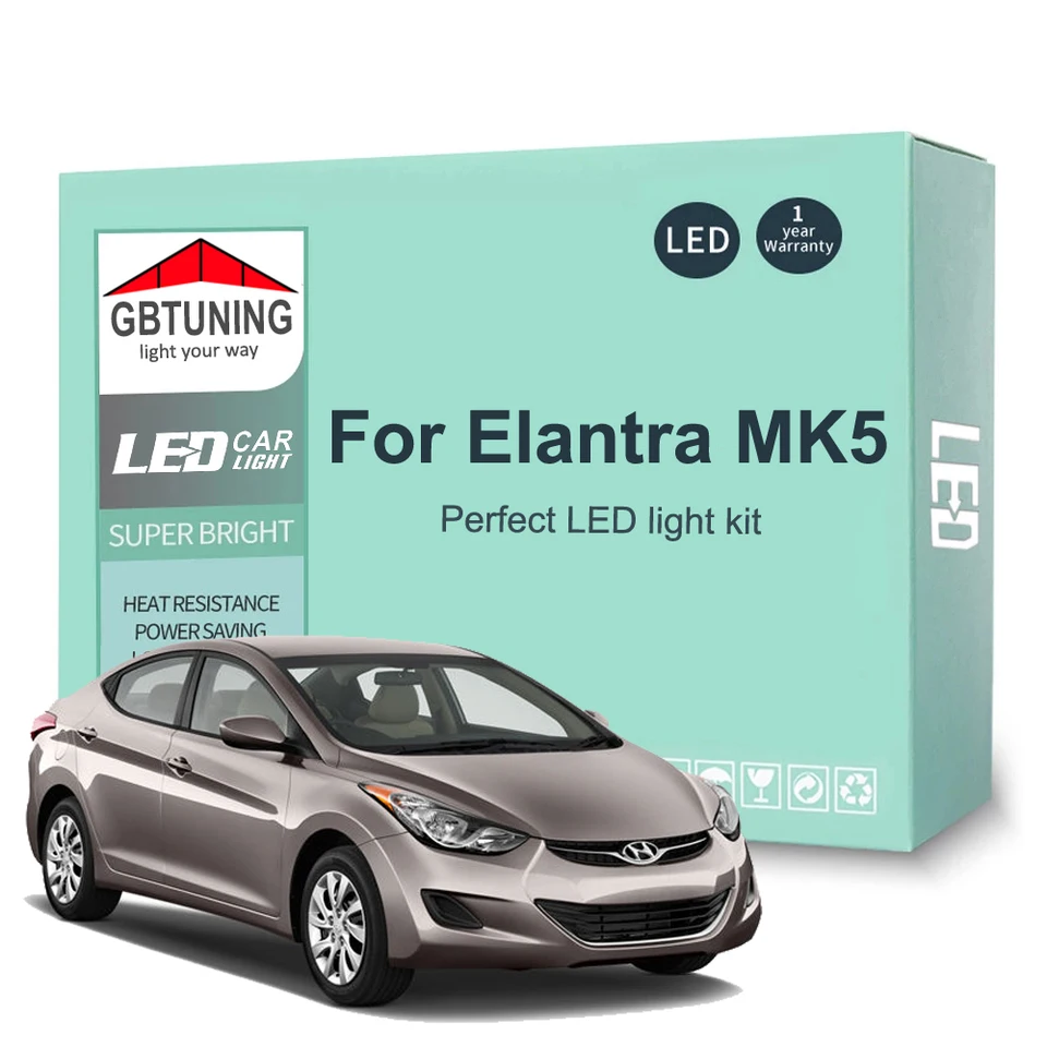 10ks Canbus pre Hyundai Elantra Mk5 V 5 2011 2012 2013 2014 2015 Vozidlo LED interiérová žiarovka Súprava Čítanie kufra kupoly Dome Lamp