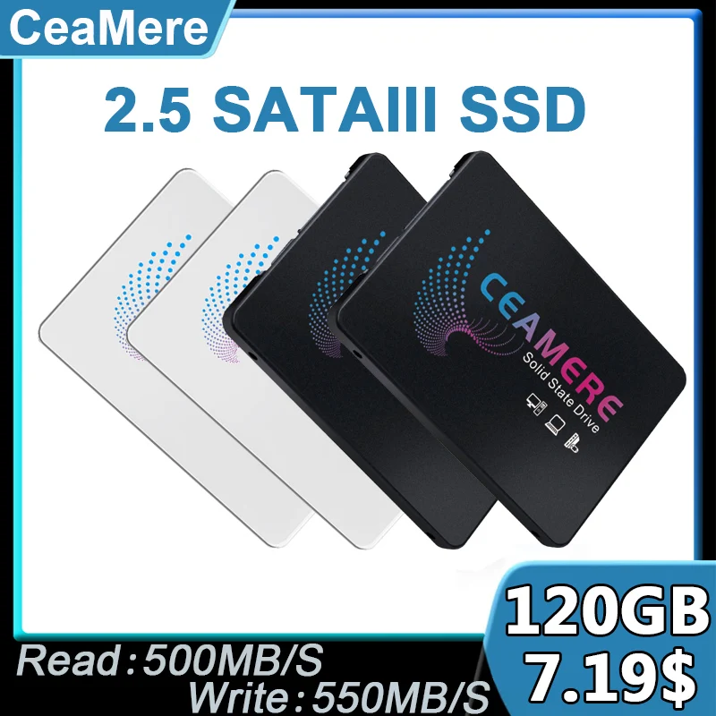 10ks CEAMERE SSD Custom 120 GB 128 GB SATAIII SSD 240GB 256GB HD 1TB 2TB 512 GB 480 GB Pevný disk pevného disku 2,5 pre prenosný počítač pre prenosný počítač