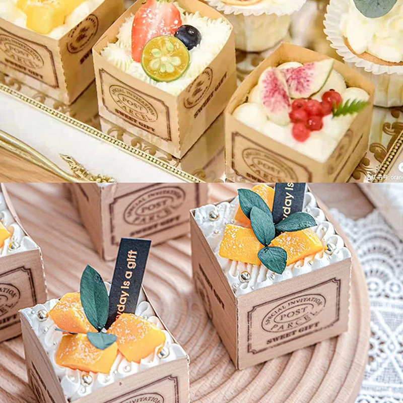 10ks Cupcake Cube Box Pečenie vložky koláča dezert dezert 200 ml papierového šálky kuchynské večierky Dodávky