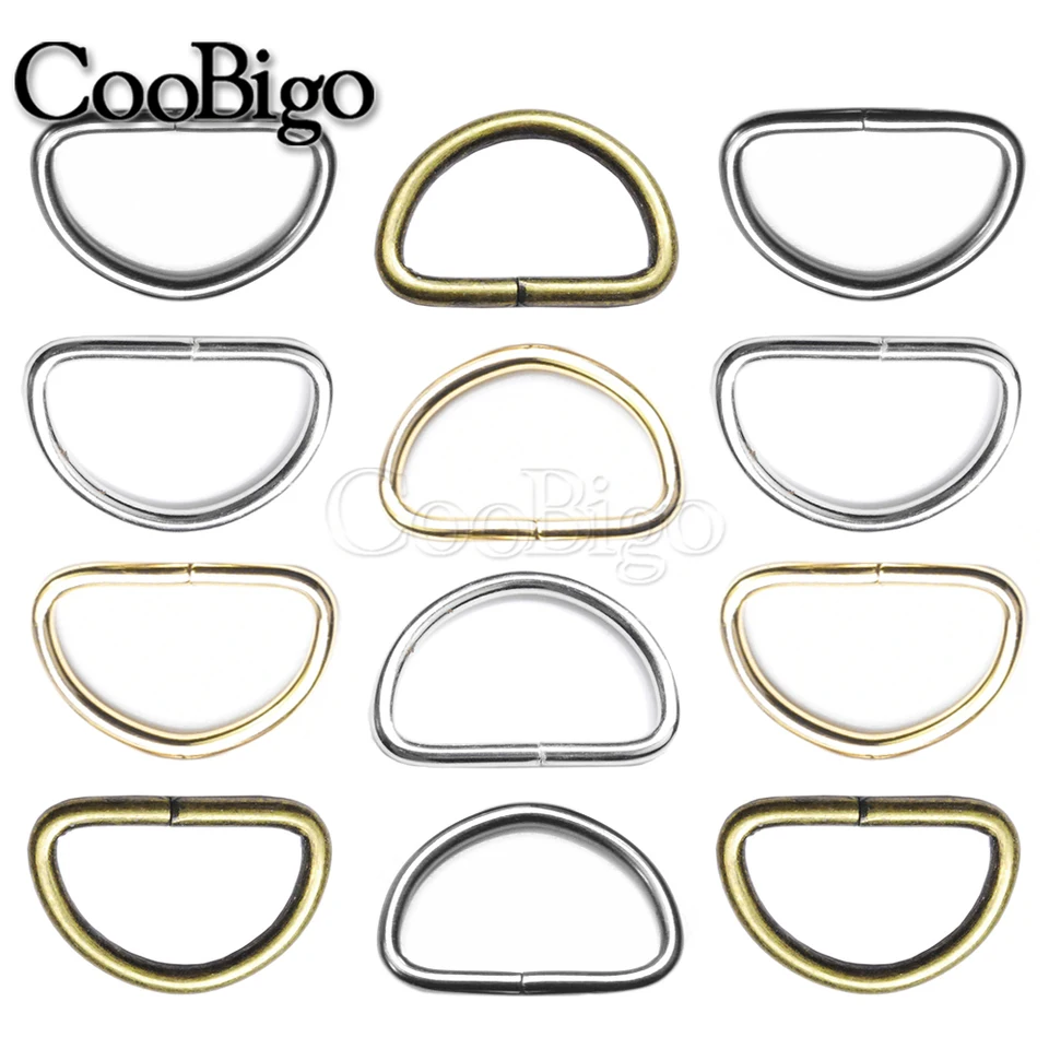 10ks D Rings Duckle kov kovový napoly okrúhly v tvare Webbing Bag Base kabelka kabelka remienok pre psie golier DIY kožené remeselné doplnky 25 mm