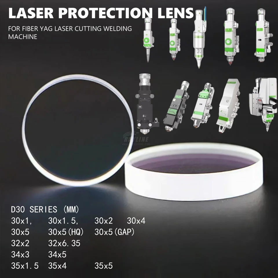 10ks D30 laserová ochrana šošovky Fúzovaný oxid kremičitý pre vlákno YAG laserové rezanie zváracieho stroja Optický 1064nm zvarový stroj
