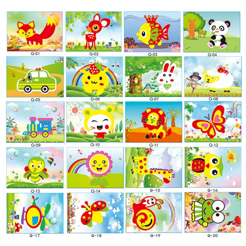 10ks DIY DIY Funny Cartoon 3D Eva Foam Sticker Puzzle Hračky Art Crafts for Childrens Kids batoľatá narodeniny darček náhodný štýl