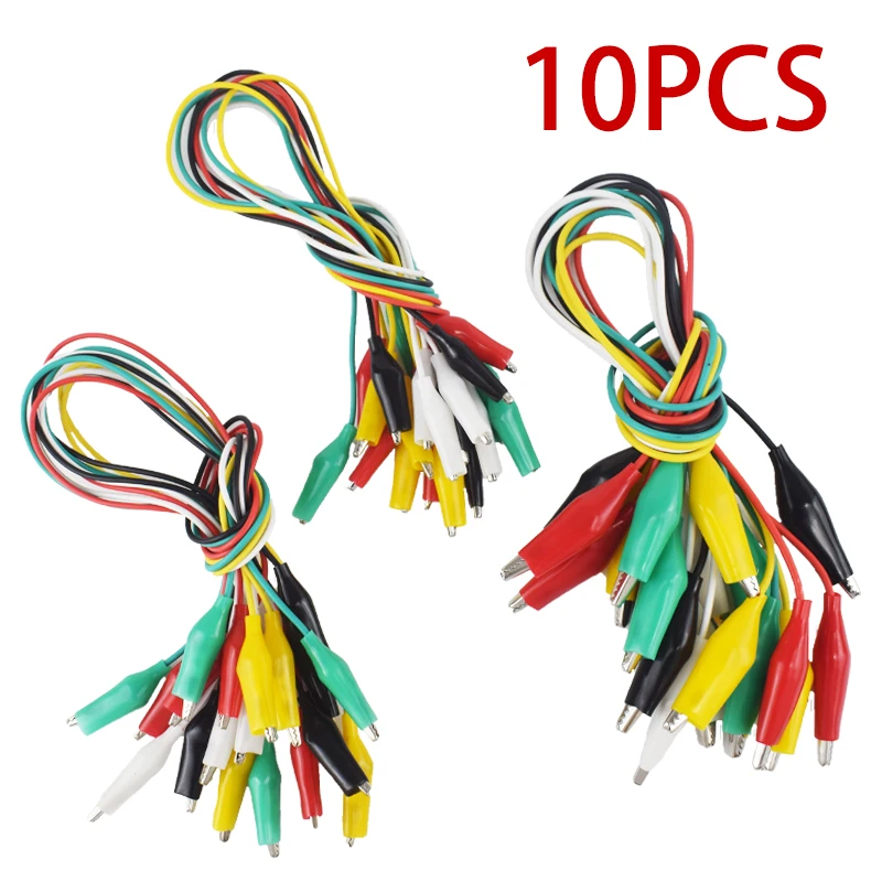 10ks farebná aligátorová klip Elektrické DIY DIY Malá batériová kábla Elektrická svorka Dvojitá hlava Test Test Clamp