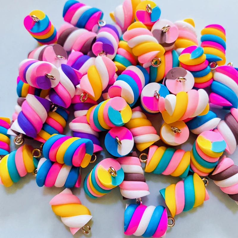 10ks farebné bavlnené cukrovinky kúzla DIY Kawaii 3D Keychain Prívesok pre šperky
