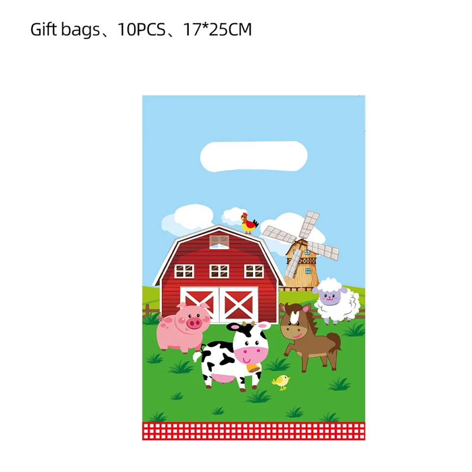 10ks farmárske zvieratá Party uprednostňovanie goodie ošetrené tašky Cow Chick Barnyard Zvieratá Snack Candy Bag na narodeninové oslavy Decor Supplies