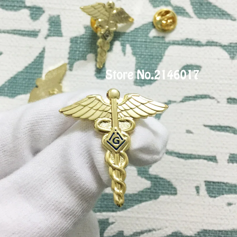 10ks Freemason Lodge Masonry Wings Snake Symbol Free Masons Badge kovové remeslo Masonický klop Pin Pin lekári Piny a brošňa