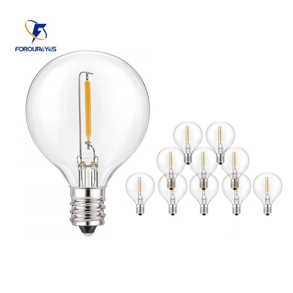 10ks G40 LED žiarovka E12 5V 110V 220V 1W PC Teplá biela globe žiarovky Nepooderné pre strun svetlo vonkajšie terasy Domáca záhrada Výzdoba