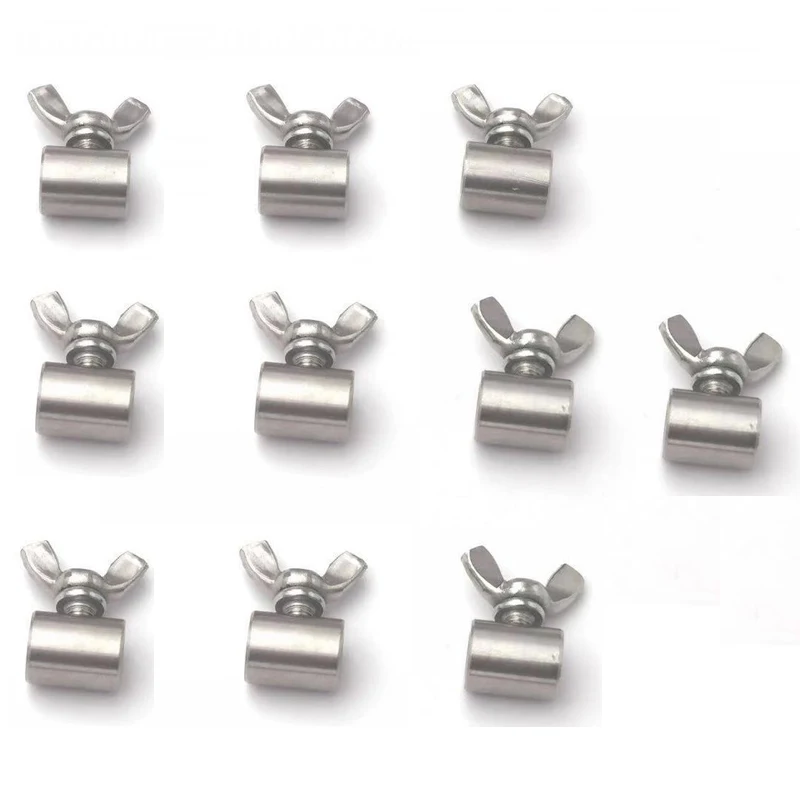 10ks Handscrew Clamp Wire Lope Upevňovače motýľová pracka 304 Nerezová oceľ pre 2-8 mm oceľový drôt