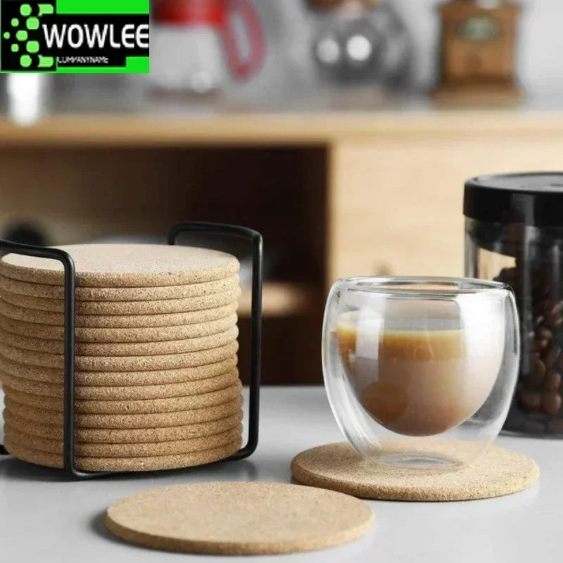 10ks Handy okrúhly tvar Dia 9cm Plain Natural Cork Coasters Víno Drink kávy Čaj Čaj Matky stolová podložka pre domácu kanceláriu Kuchyňa Nový
