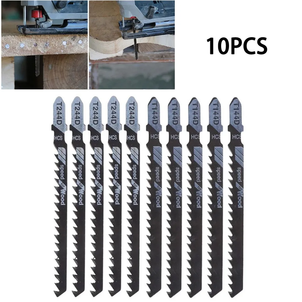 10ks HCS Jigsaw Blades Set T144D/T244D Vysokorýchlostná šata SAW pre drevené kovové doska Plastová rezanie píl