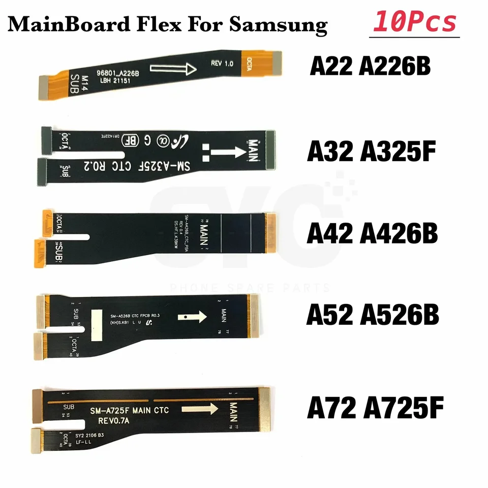10ks Hlavný flex kábla základnej dosky pre Samsung A32 A325F A42 A52 A526 A22 4G 5G A225F A72 A725 Mainboard Flex Výmenné diely