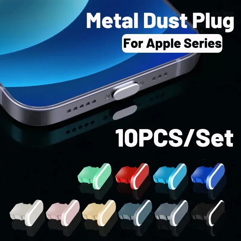 10ks hliníková zliatina anti -prachová zástrčka pre iPhone 14 13 12 Pro Max 11 Mini XS 8 Plus iPad Airpods Apple Series Lightning Port Cover