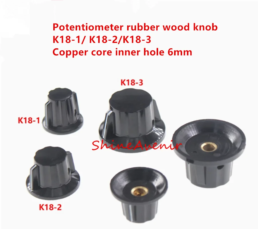 10ks K18-1 K18-2 K18-3 s uši lepeným dreveným gombom WTH118/WX050 Spark Potentiometer Cap Cap Copper Jadro Vnútorný otvor 6 mm
