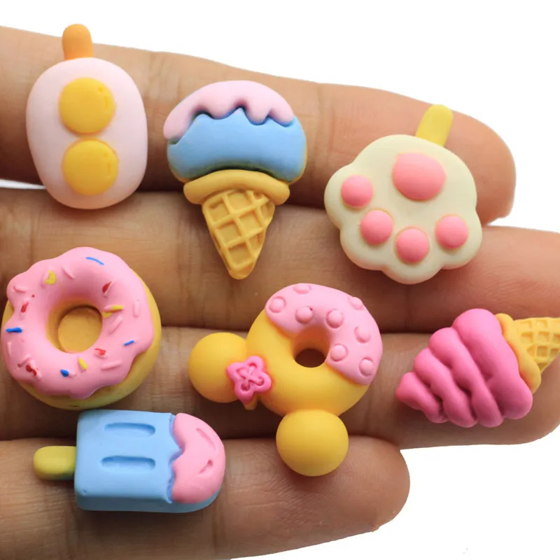 10ks kawaii karikatúra zmrzlinová séria živici DIY Cream Glue topánky klobúk ľadová baretka mobilný telefón puzdro na scrapbook plochá záplata