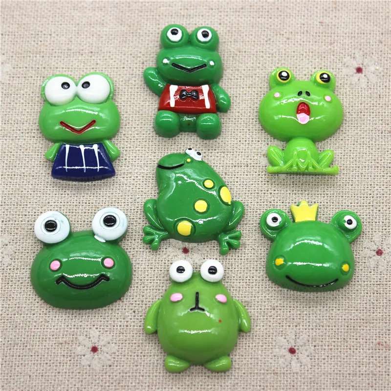 10ks kawaii živice karikatúra zvierat žaba Miniatúrna flatback Cabochon Art Dorth