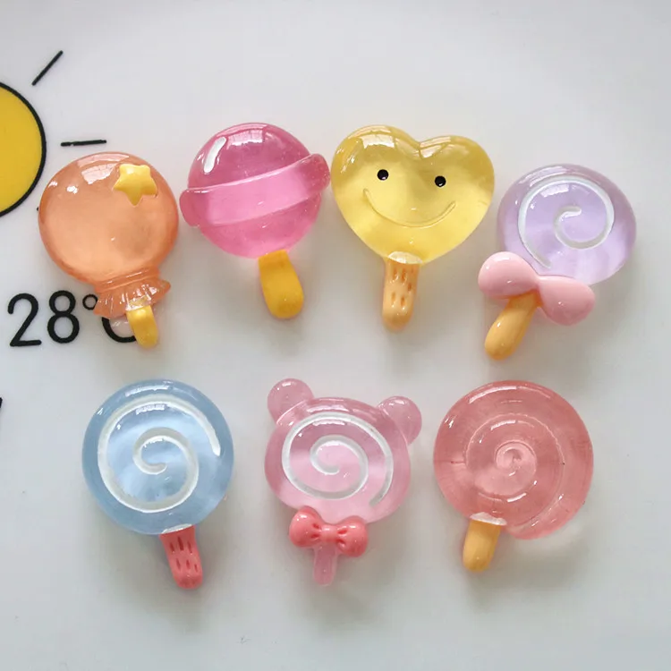 10ks kawaii živici Flatback Mini Candy LoLlipop Slime Charms Cabochons Ohľavenie pre domácich osôb DIY Ornament Crafts Šperky výroba A31