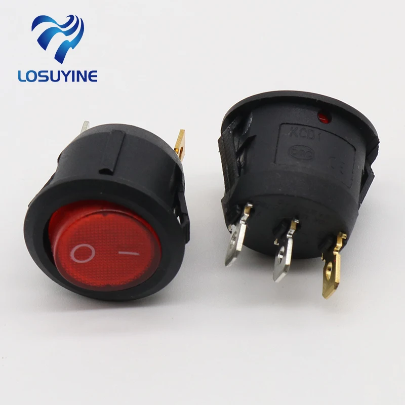 10ks kcd 3 stopy 2 stánky so svetlom T85 LY601-105 Power Switch Switch Rocker Ship Typ kruhovej vlny