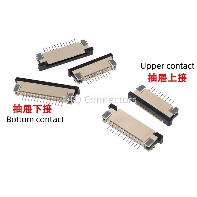 10ks konektor FPC 0,5 mm/ 1,0 mm tónový typ zásuvky Typ horného/ spodného kontaktného typu FFC Plochá káblová zásuvka 4p 5p 6p 8p 10p-60pin