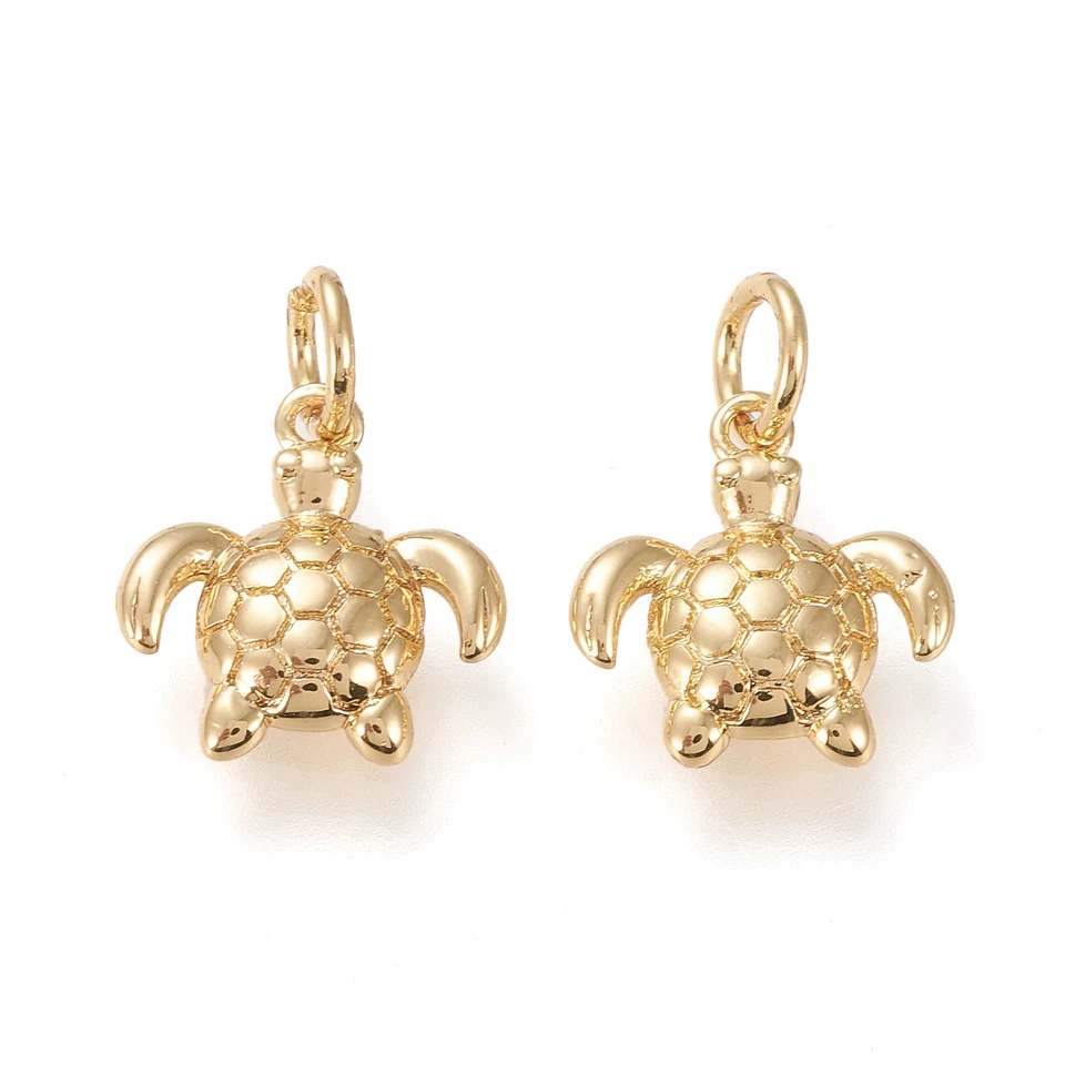 10ks kovové morské korytnačky Mosadzné zvieracie korytnače Mini prívesky Real 18k Gold Tasted for náušnice náhrdelné doplnky šperkov