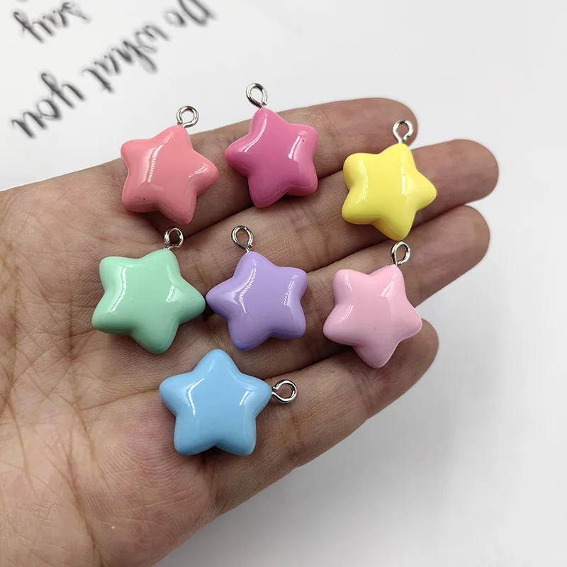 10ks Kórea farebné malé hviezdy kúzla DIY nálezy Kawaii Keychain náušnice Prívesné kúzla pre šperky výroby C1226