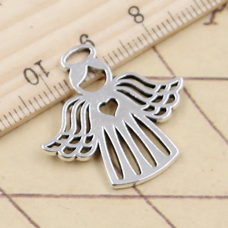 10ks kúzla Láska The Heart Angel 27x28mm Tibetta Strieborná farba prívesky starožitné šperky výroby kutilských remesiel