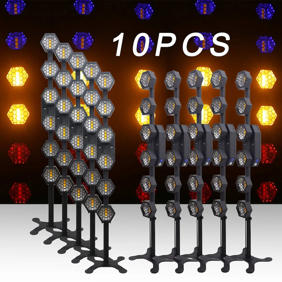 10ks LED LED 6x50W Amber s 72ks RGB Strobe Stand Floor Concert Bar pozadie efekt Wash Retro Lighting DJ Disco Stage