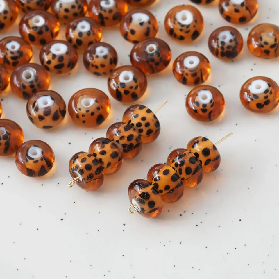 10ks leopardové tlačové korálky Výroby náhrdelníka pre šperky Komponenty DIY ručne vyrobené korálkové sklenené doplnky 8*12 mm