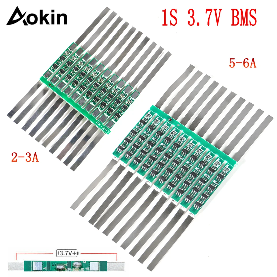 10ks Li-Ion Battery Board BMS 1S 3A/5-6A PCB Ochrana