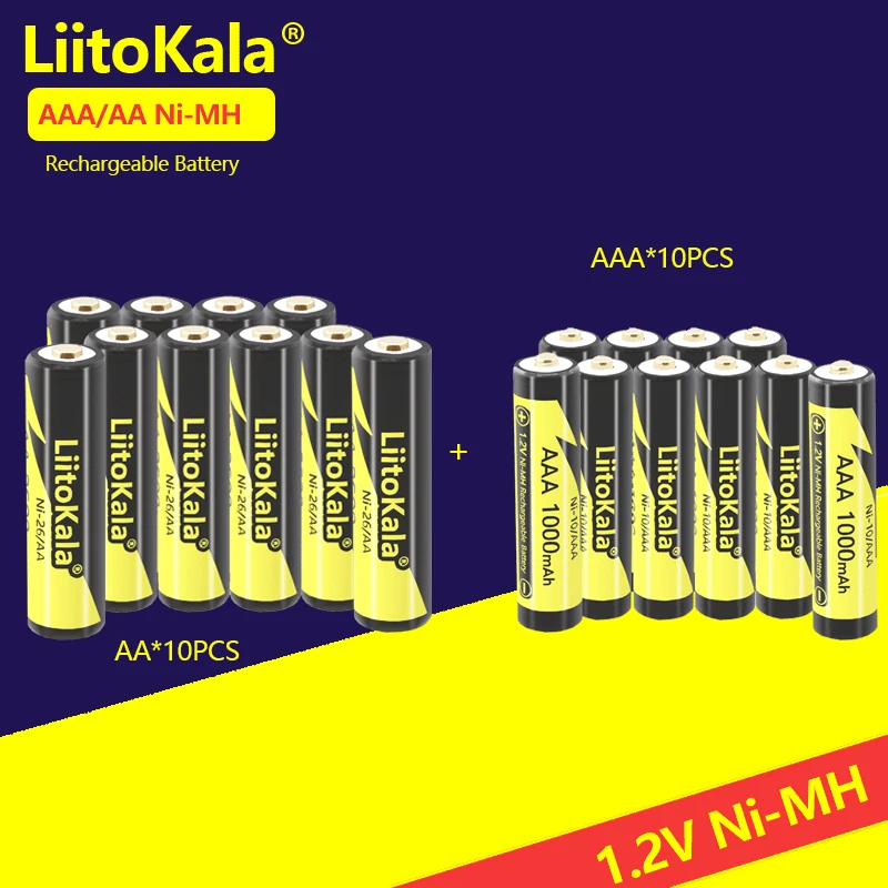 10ks liitokala AAA 1000MAH/AA 2600MAH 1,2 V NI-MH Nabíjateľná batéria pre hračku myši diaľkového ovládania pištole s krabicou s krabicou