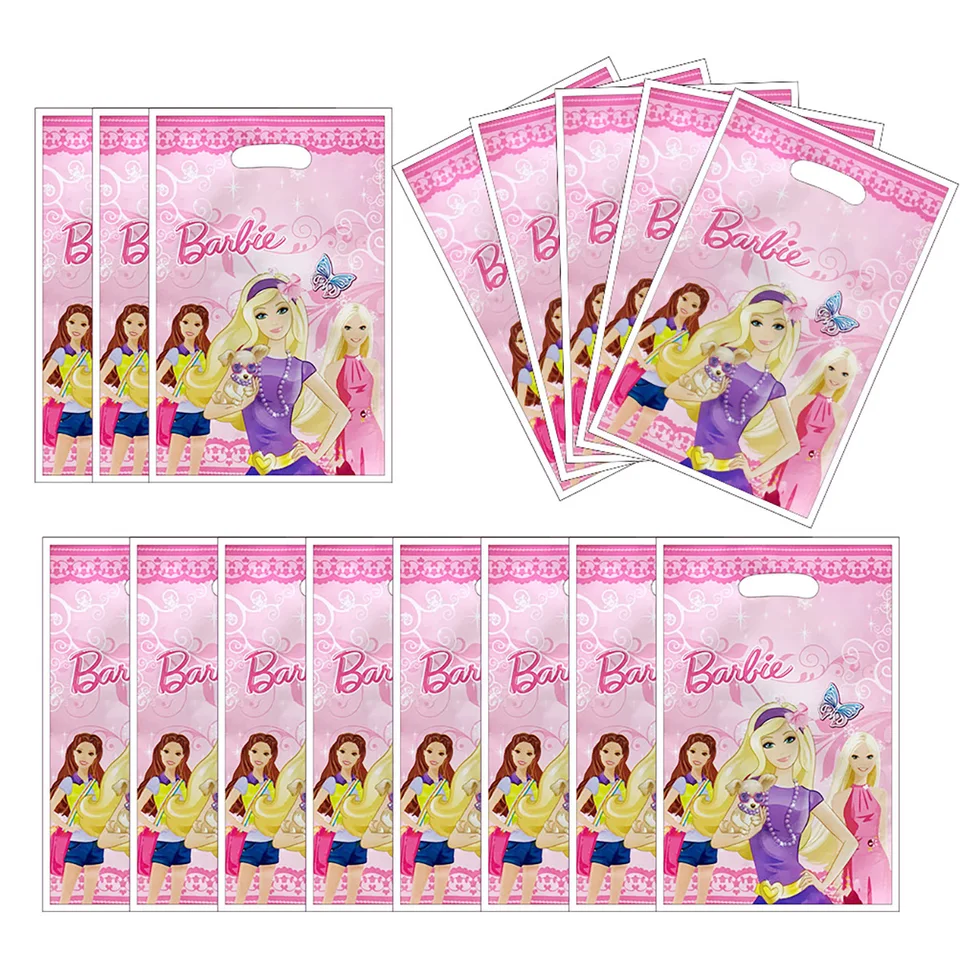 10ks/lot Barbie tematická dievčenská obľúbená narodeninová oslava Candy Prekvapenie jednorazové plastové dekoratívne darčeky Loot taška