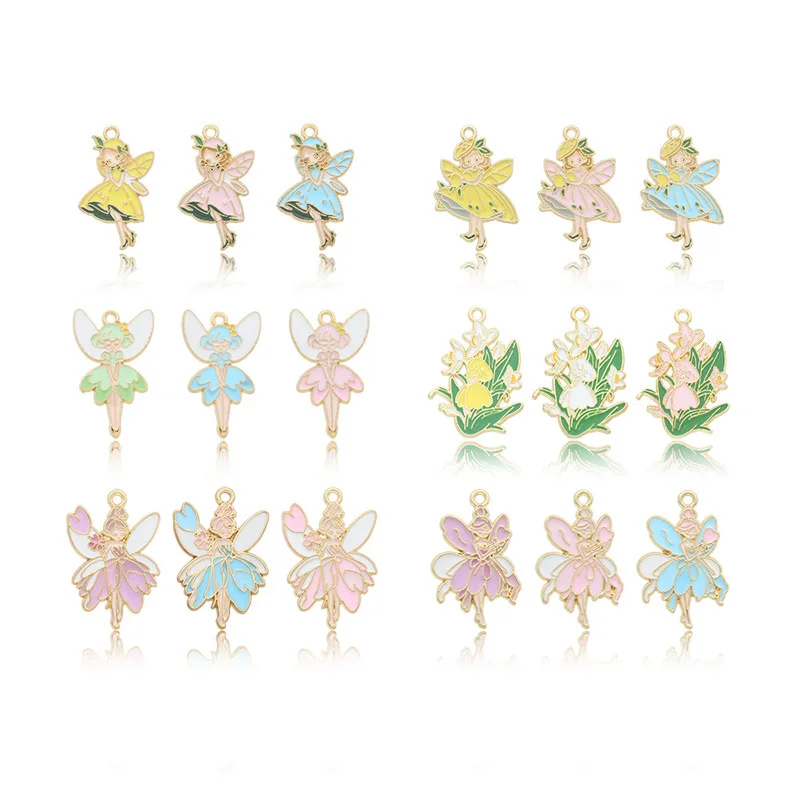 10ks/lot Fairy Angel Girl Oil Enamel DIY kúzla pre tašku náušnice náhrdelník šperky na výrobu ručne vyrábaného prívesku