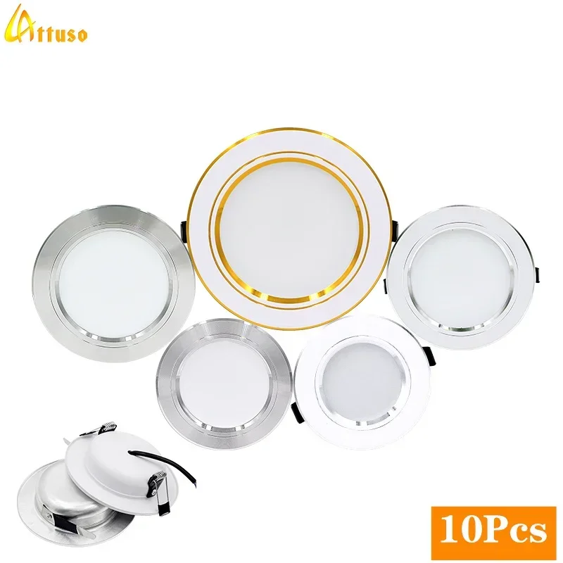 10ks/LOT LED Downlight zapustené okrúhle stropné žiarovky DC12V 24V AC110-220V 5W 9W 12W 15W 18 W Spotlight for Home Decor Obývacia izba