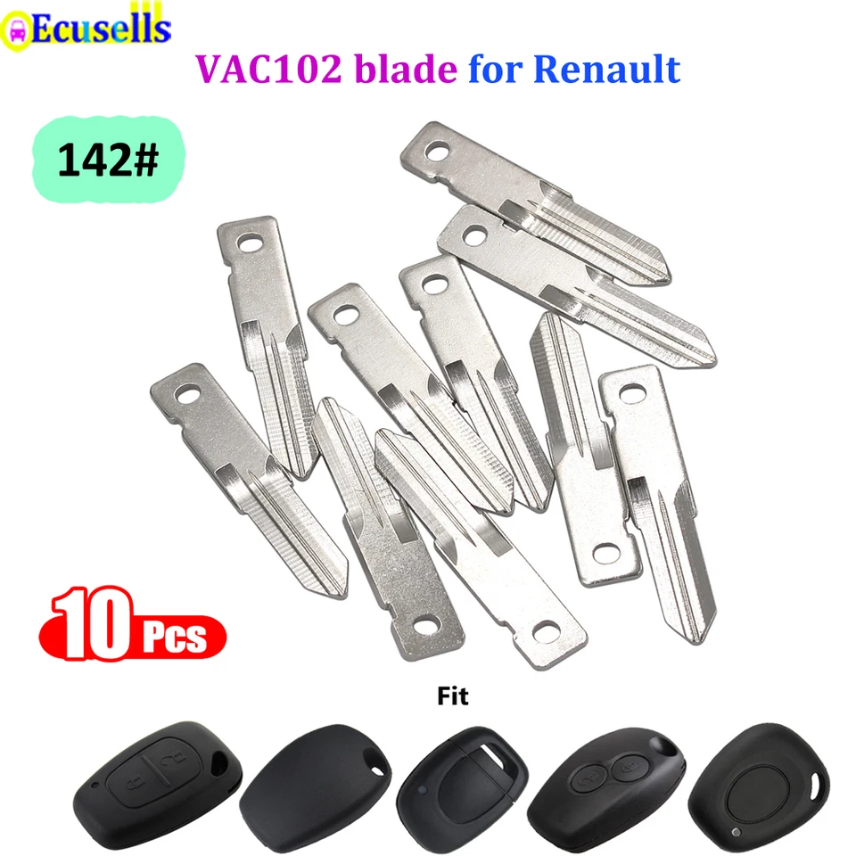 10ks/lot Universal Key Blade Blade VAC102 Nezrezané čepeľ č. 142 pre Renault Kadjar Captur Megane 3 symbol pre Dacia Blade 142#