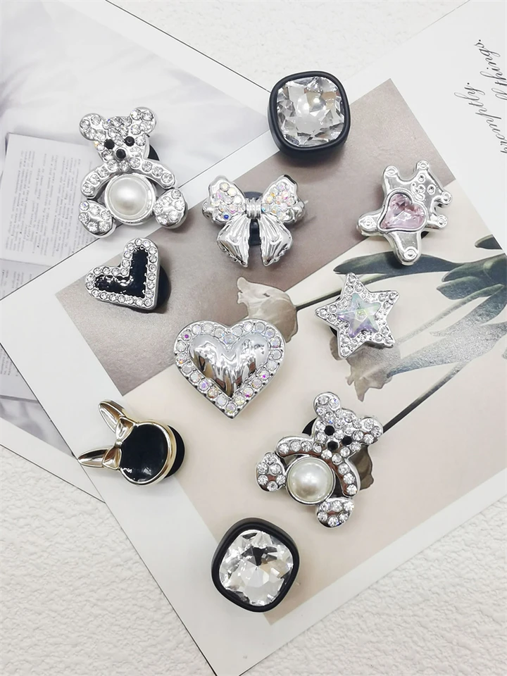 10ks Luxusný kamienok Abs Shoe Charms Bling Jewelry Decorácie Decorácie Desie Diy Diy Doplnky pre ženy sandále