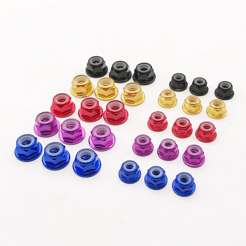 10ks m3/m4 hliníková zliatina príruba nylonový vložka Lock Mut Locking s gumovými prsteňmi proti náskoku pre koleso RC SCX10 TRAXXAS