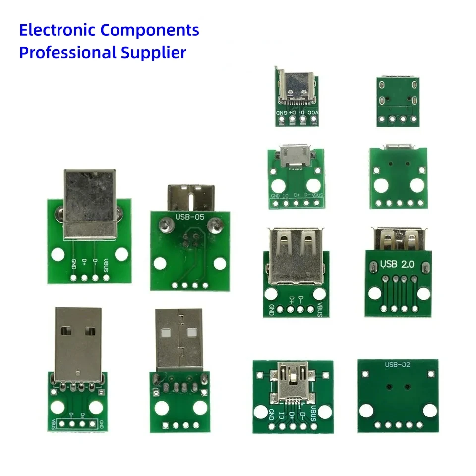 10ks Micro Mini5p Type-C USB na DIP Žena B-type Square Interface TLAČ
